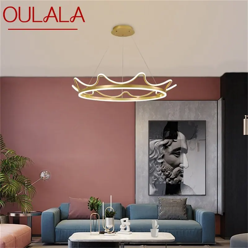 

OULALA Nordic Pendant Lights Gold Crown Contemporary Luxury LED Lamp Fixture For Home Decoration