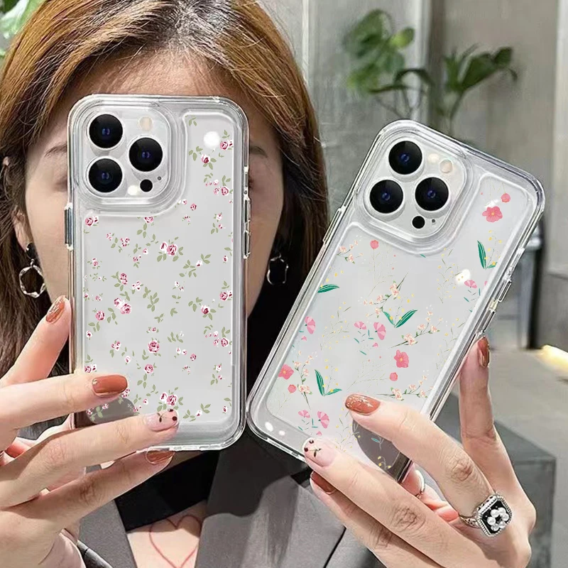 Small Floral Soft Silicone Clear Phone Case
