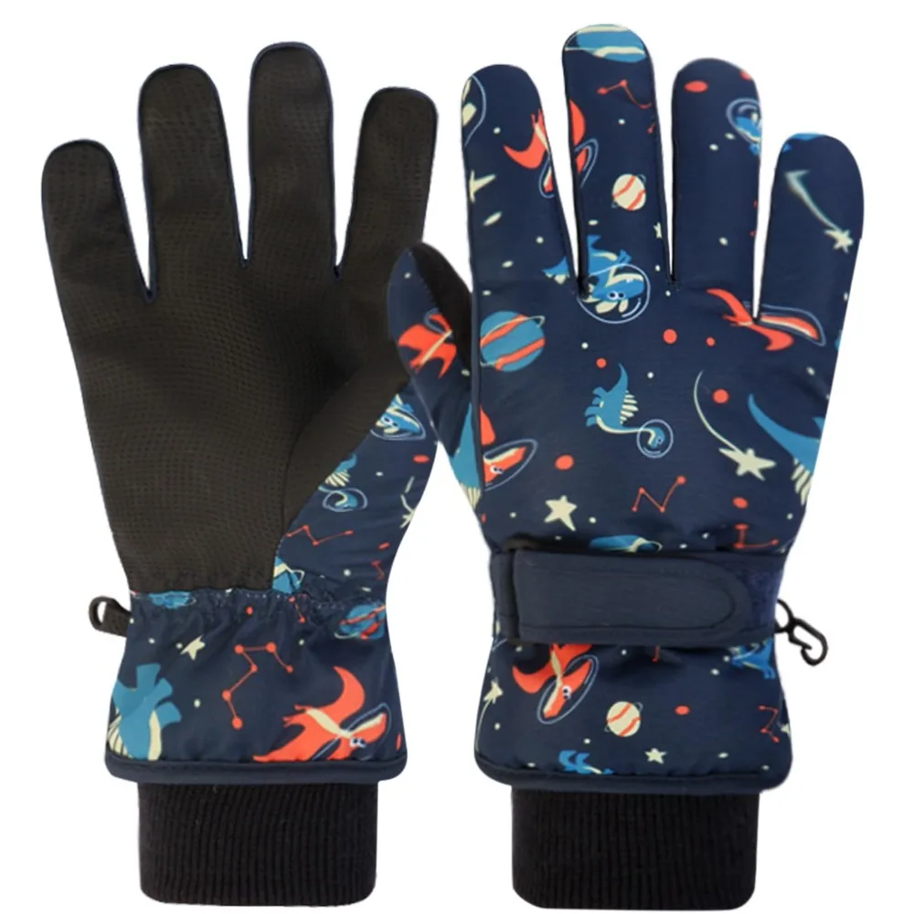 Children's Waterproof Winter Ski Gloves with Fleece Lining and Adorable Designs