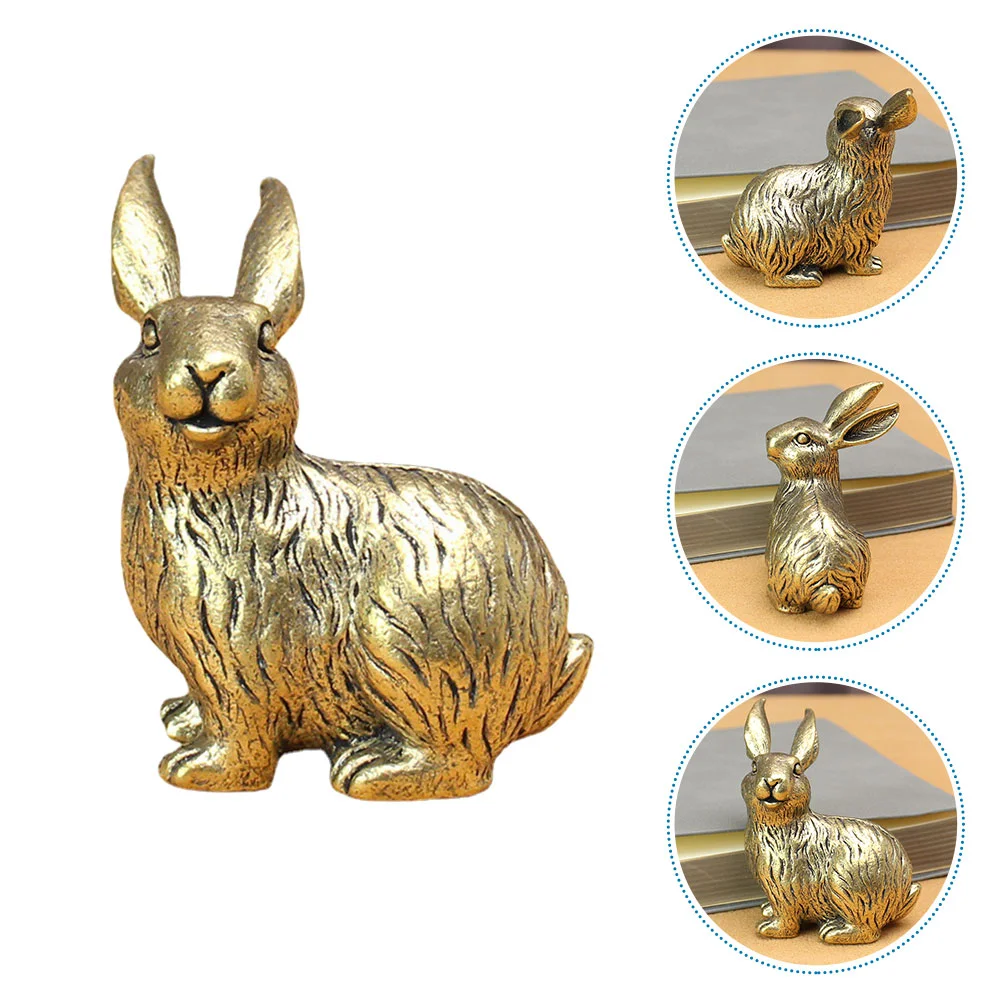 

Rabbit Ornament Brass Bunny Figurine Crafts Decor Small Figurines Office Vintage Gifts