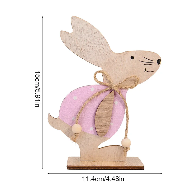 4 Decorazioni Pasquali In Legno A Forma Di Coniglietto – Segnaposto Tavolo Primaverili – Stile Fattoria Rustica