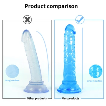 Erotic Soft Lesbian Realistic Jelly Dildo Anal Butt Plug Strong Suction Cup G-spot Orgasm Big Penis Adult Sex Toys For Women 6