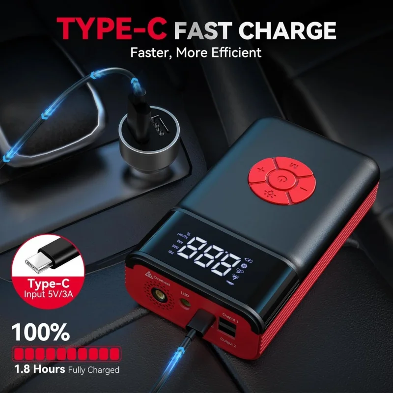 Portable Car Jump Starter Power Bank with Air Pump