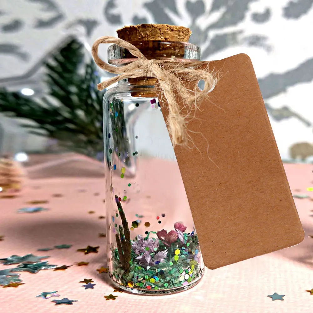 Glass Bottles 48pc Mini with Cork Clear Wish Bottle Hanging Decoration For Party Gift Baby Shower Wedding Supplies Guest