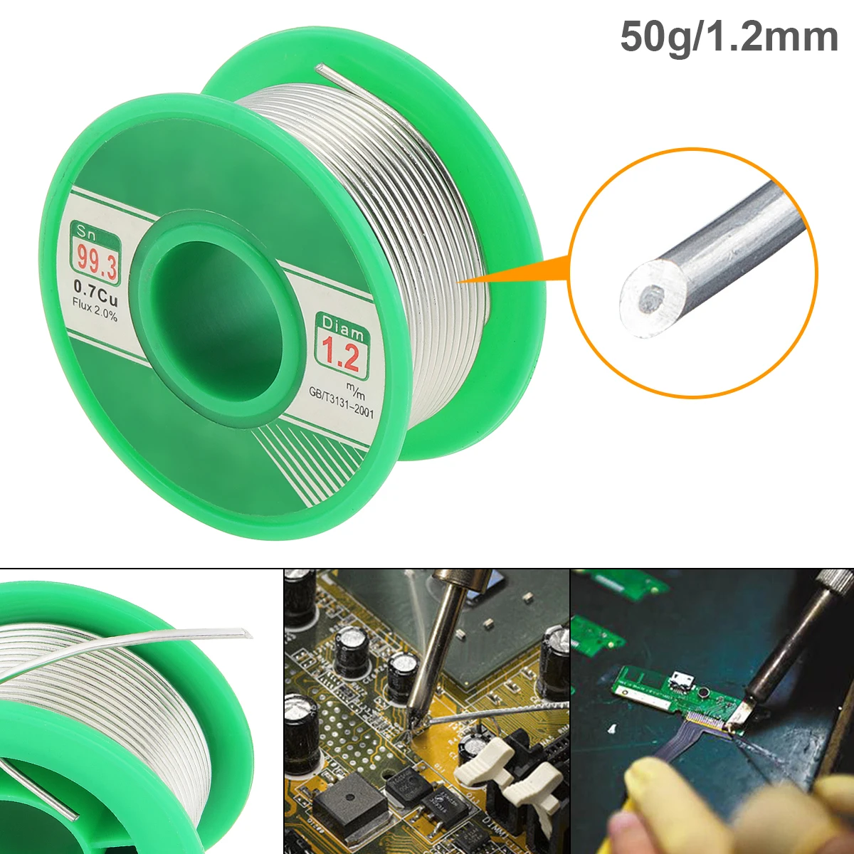 

Welding Wires 50g 1.2mm Sn99.3 Cu0.7 Rosin Core Solder Wire with Flux and Low Melting Point Electric Soldering Iron