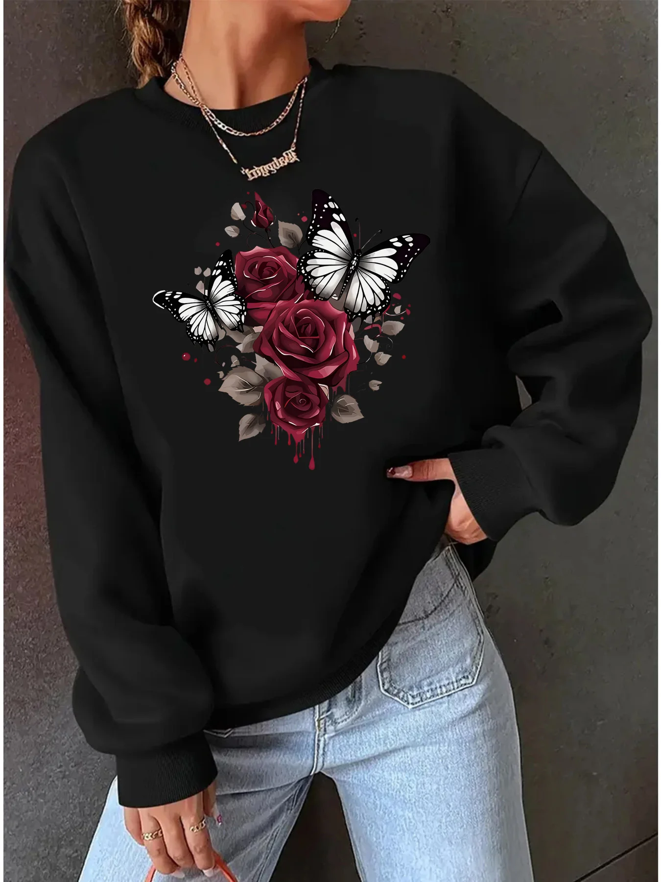 CLoose Sweatshirt Casual Long Sleeve Women Autumn and Winter Cartoon Bear Comfortable Pullover Crewneck Loose Female Clothes