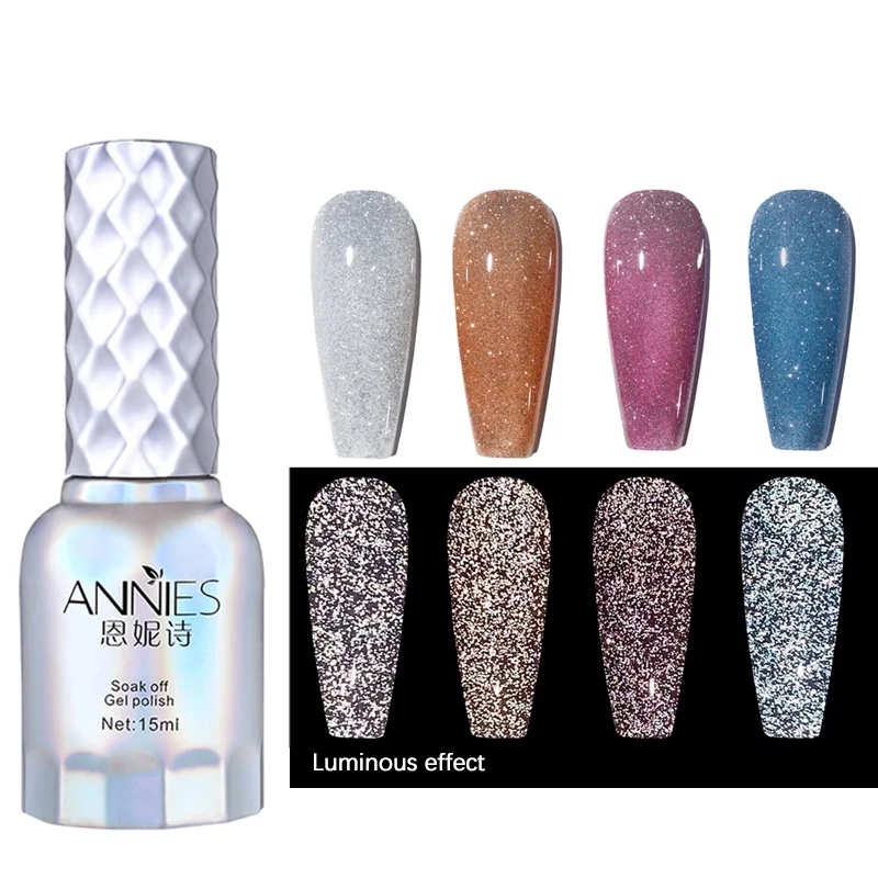 

NailFan Fashion Disco Diamond Debris Nail Polish 10mL UV Gel 4 Colors Soak Off Nail Gel