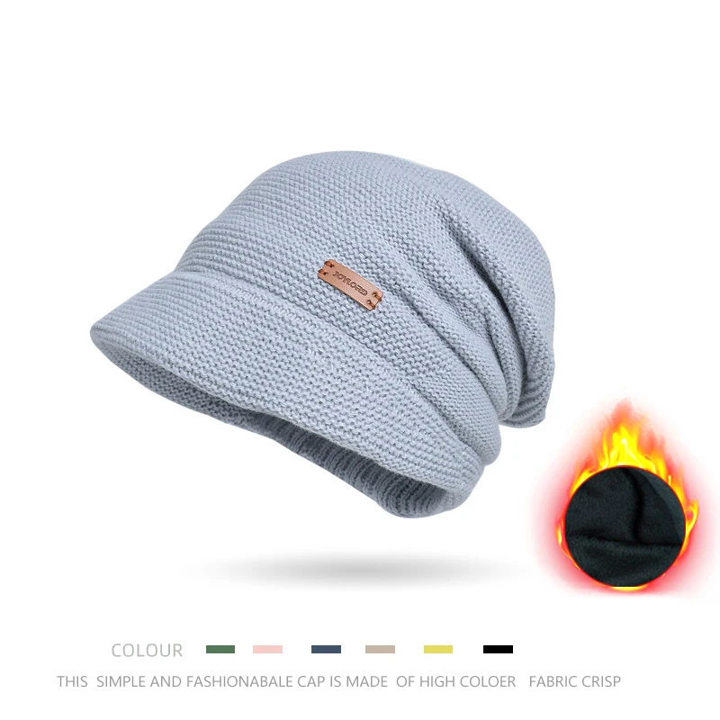 Women Knit Hat Panama women's autumn and winter warm pile hat fashion outdoor duck tongue knitted sweater pullover cold hat Cap H144