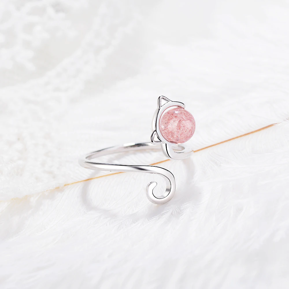 High Quality Cute Animal Cat Open Rings For Women Sterling Silver Jewelry - PeticaDeals
