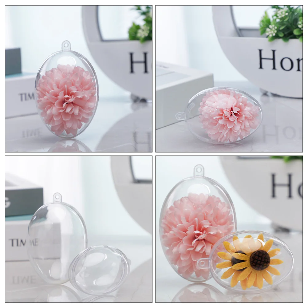 10 Pcs Egg Decoration Box Clear Easter Fillable Ball Transparent Pendants Ornaments Balls Shape Plastic Party Supply Eggs 6
