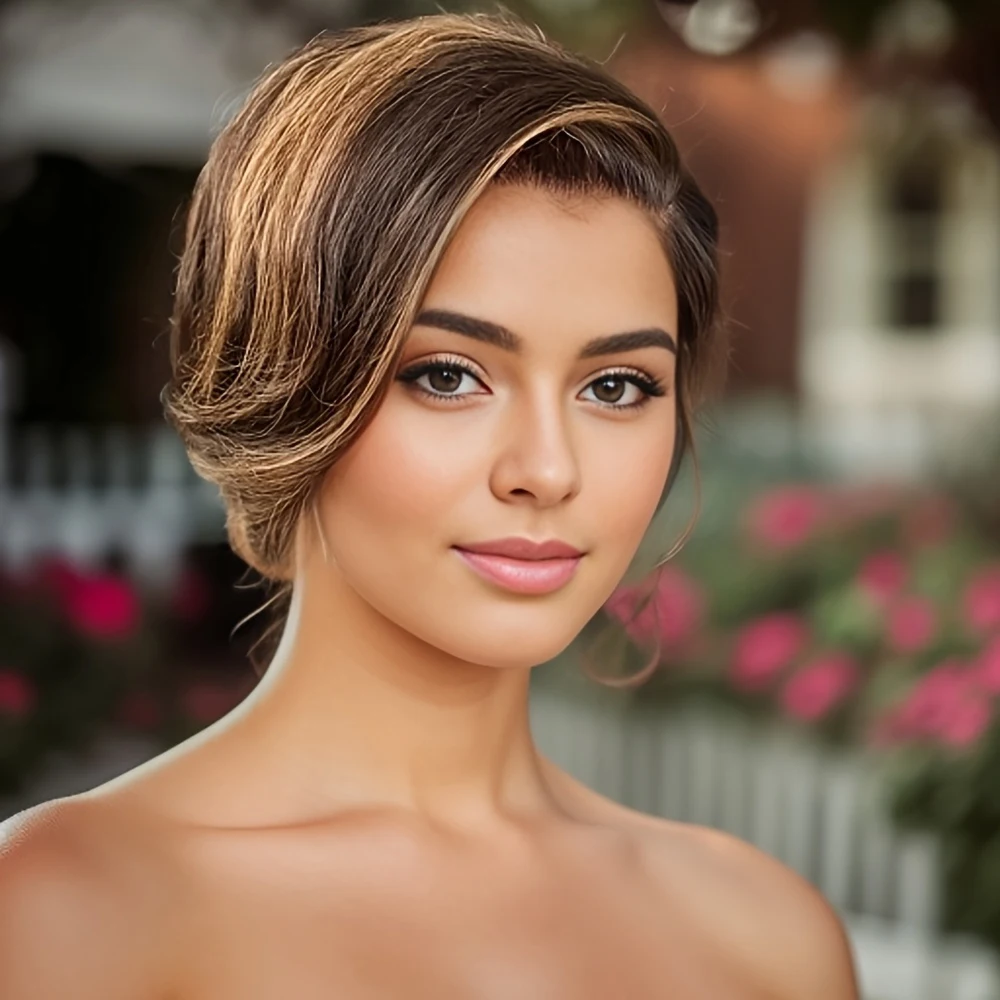 Short Pixie Cut Bob Wig Transparent 13X4 Lace Frontal Wavy Human Hair Wigs For Women Highlight Wig PrePlucked Hairline