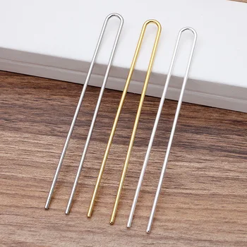 10 Pz/lotto 110X11mm A Forma di U Perno di Capelli Oro Color Rhodium Metallo Chignon Panino Titolare Forcella Per Capelli per Le Donne Risultati Dei Gioielli FAI DA TE