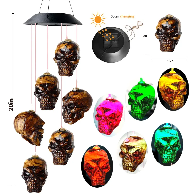 

Skull Pumpkin Wind Chime Lamp Outdoor Solar Powered LED Lighting Garden Halloween Holiday Ligh Decoration Lamp Dropship