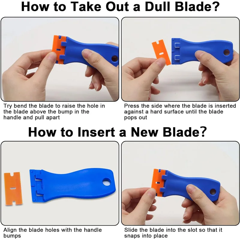 Razor blade scraper 100 Pcs two cutting plastic non-scratch for cleaning labels glue car window sticky remover