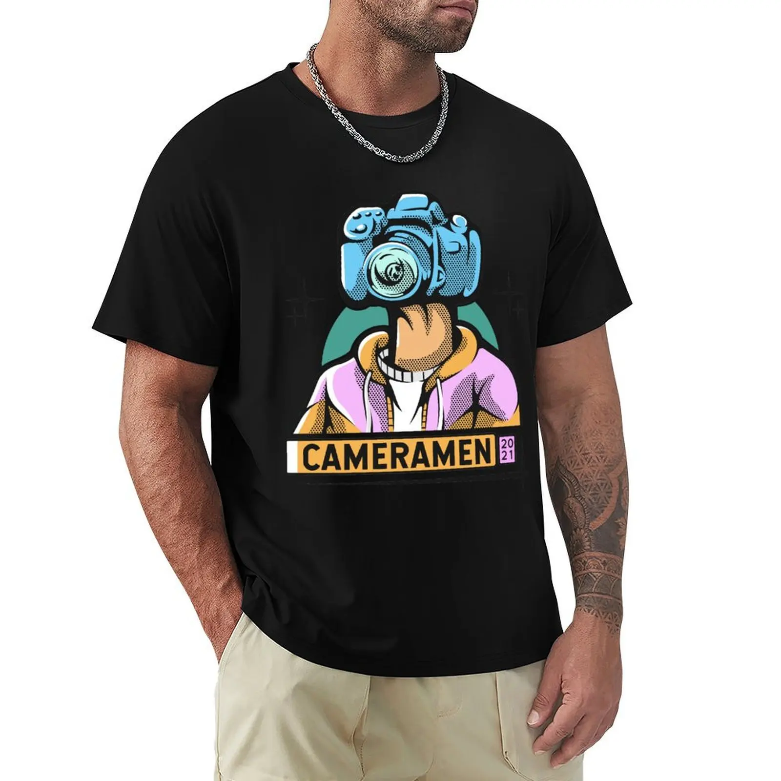 

Cool Custom Cameramen Illustration T-Shirt vintage clothes shirts graphic tees sports fans summer tops slim fit t shirts for men