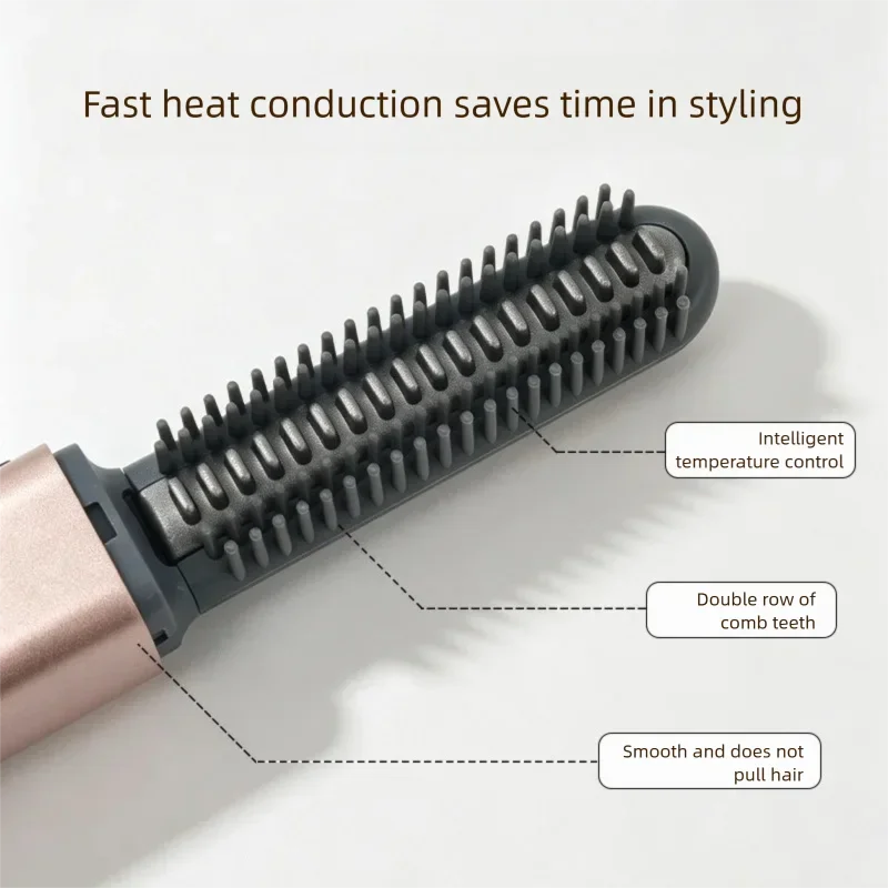 1pcs Portable Mini Straight Hair Comb Wireless USB Charging Curling Iron Styling Electric Comb Does Not Hurt Hair Beauty Tool