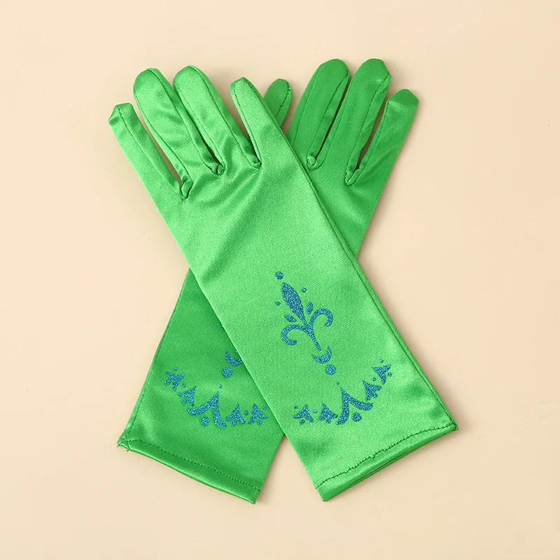Satin Gloves Children Printed Stage Performance Princess Dress Accessories Applicable Age 4-15