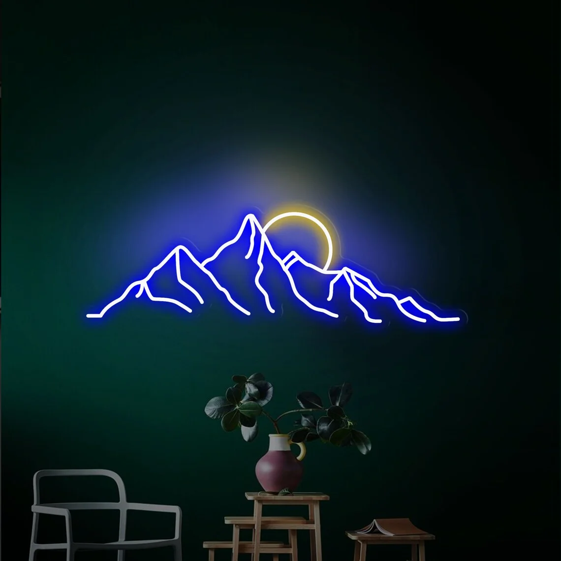 

Mountain Neon Sign Wall Art Decor Landscape Sunrise Sunset Custom LED Lights Fashion Girl Acrylic Sign Game Room Bedroom Home