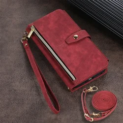 Elegant PU Leather Crossbody Wallet Phone Case with Card Holder & Lanyard - iPhone 11 Pro Max (Red)