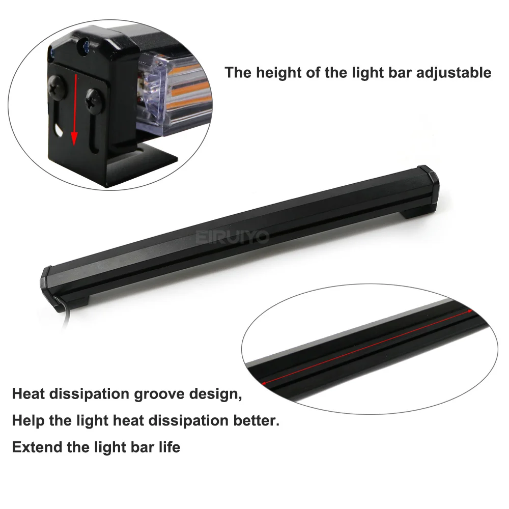 COB LED Signal Light Bar Police Warning Car Emergency Strobe Lights Yellow White Vehicle Flashing Beacon Lamp 12V 24V