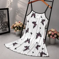Nuisette en satin imprimé cerises sexy pour femme, mini-robe d'été à fines bretelles, vêtement de nuit doux, lingerie, robe de chambre, tenue décontractée 5