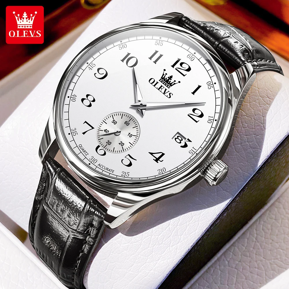 OLEVS 3622 ساعة كوارتز كرونوغراف للرجال حزام جلدي...