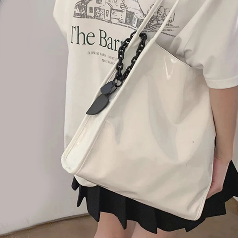 Luxury Designer Women's Tote Bag Fashion Patent Leather Glossy Underarm Shoulder Bags Large Capacity Commuting Handbags
