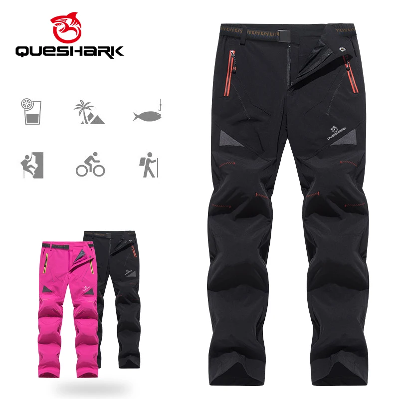 QUESHARK Men Women Lightweight Quick Dry Hiking Pants MTB Road Bike Bicycle Sport Trousers Camping Trekking Climbing Sweatpants