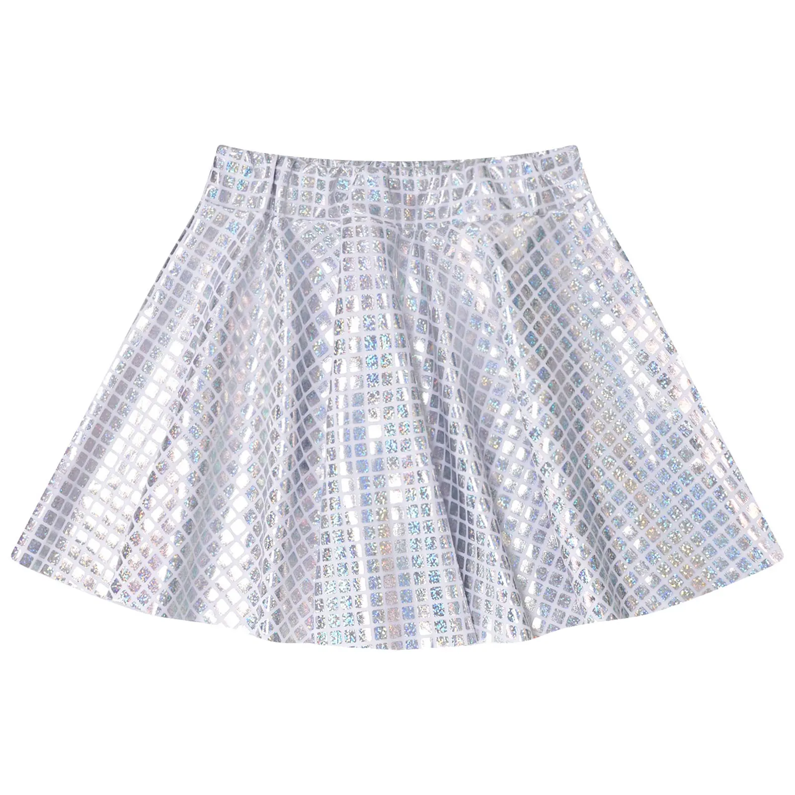 Kids Girls Jazz Dance Pleated Miniskirt Shiny Sequin Elastic Waistband Athletic Scooter Skirt for Cheerleading Stage Performance children skirts