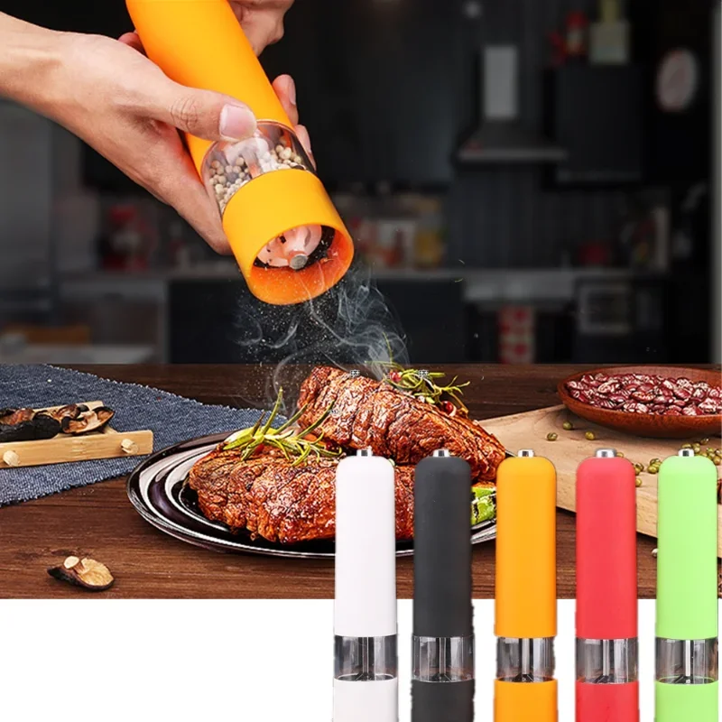 Electric Pepper and Salt Mill Grinder with LED Light Cordless Adjustable Coarseness Spice Grinder Kitchen Cooking Helping Tool
