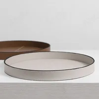 Modern Leather Storage Tray Geometric Circular Decoration Table Jewelry Organizer Bedroom Cosmetics Container Home Decoration 2
