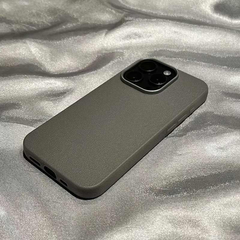 Matte Litchi Texture Leather Soft Shockproof Silicone Case
