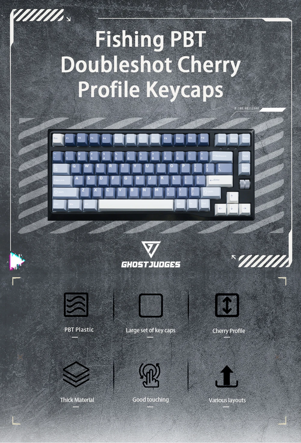 fantasma juízes de pesca colorway cereja pbt doubleshot keycap para teclado mx