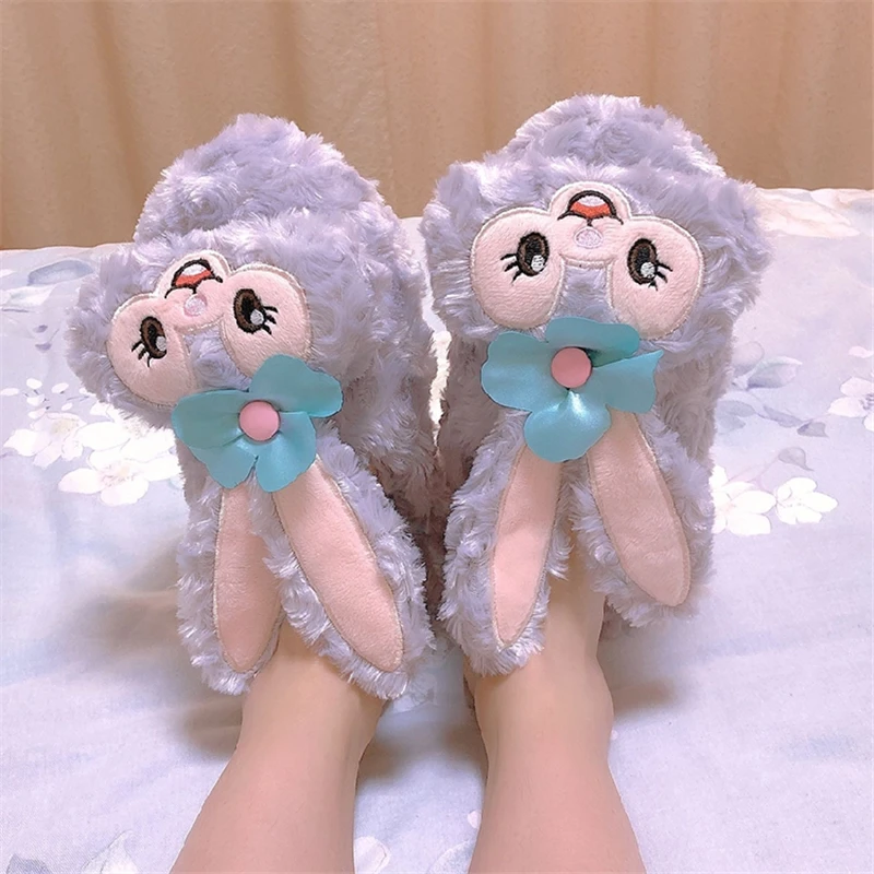 

Japanese Anime Stellalou Slippers Warm Plush Home Shoes Floor Slippers Flat Non-slip Indoor Autumn Winter Lady Girl Shoes Gifts