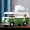 Bus Tissue Box Model Figurines Retro Car Tissue Dustproof Tissue Storage Box For Office Home Decoration Paper For Storage 5