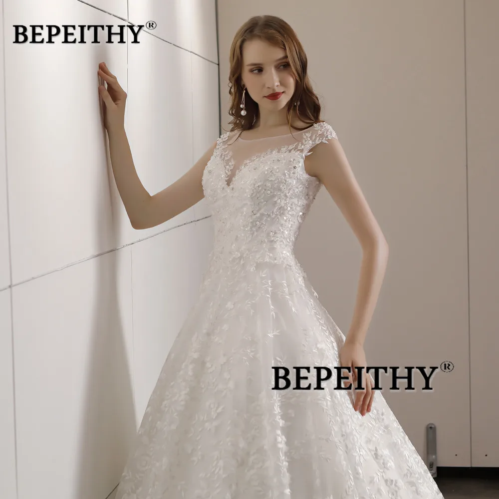 BEPEITHY Customized Lace Wedding Dress Court Train For Women Bride 2023 Sleeveless Princess Bridal Ball Gown Vestidos De Novias 4