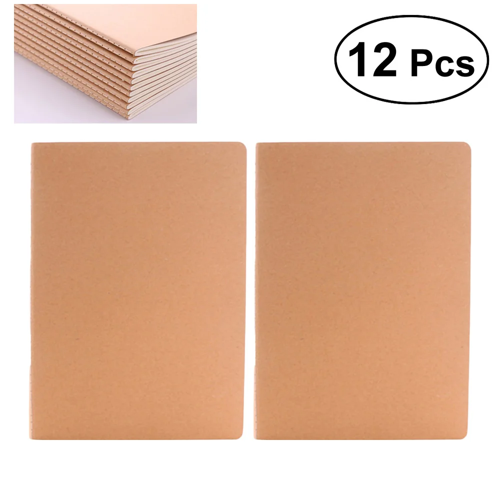 

12 Pcs Kraft Paper Notebook Travel The School Stationery Pocket Journal Office Supplies