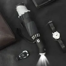 

Automatic Non-automatic Umbrella With Reflective Stripe Reverse Led Light Umbrella Three Folding Inverted