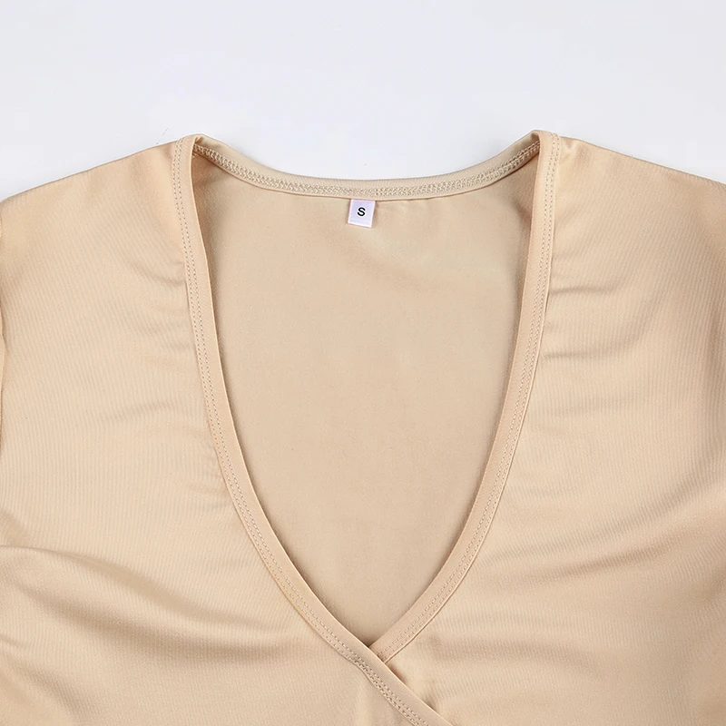 Cross V Neck Skinny Elegant Sexy Short Sleeve Bodysuit For Women Solid Simple Basic Summer Bodys Tops