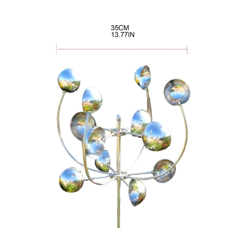 Metal Wind Spinner Garden  Rotating Windmill with Stake Outdoor Yard Sculpture Decoration Garden Lawn Windmill 6