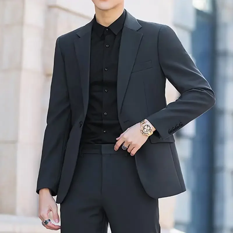 Men Suit Jacket New Spring Autumn Men's Casual Suit Jacket Loose Fit Plus Size Business Wrinkle-Free Western Style Clothes Top For All Seasons