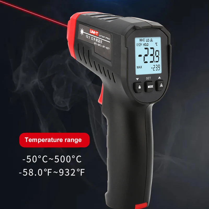

Фотоцифровой термометр UT306S UT306C, Бесконтактный промышленный инфракрасный лазерный измеритель температуры, тестер-50-500