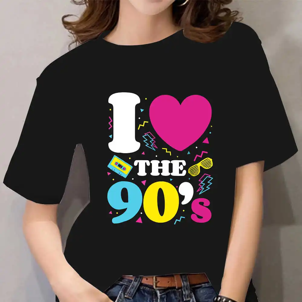 Women I Love The 80s Print TShirts Off The Shoulder Disco 80s Costumes Tops  Note Please Buy One Or Two Sizes Larger 