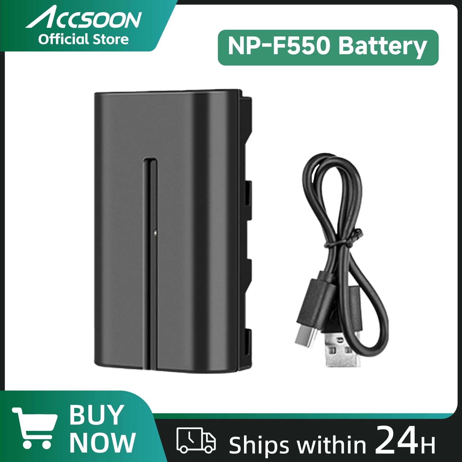 Accsoon NPF550 Battery 2200mAh USB-C Charging Port LED Video Light Compatible for Sony Canno Camera Panel Lamp Photography