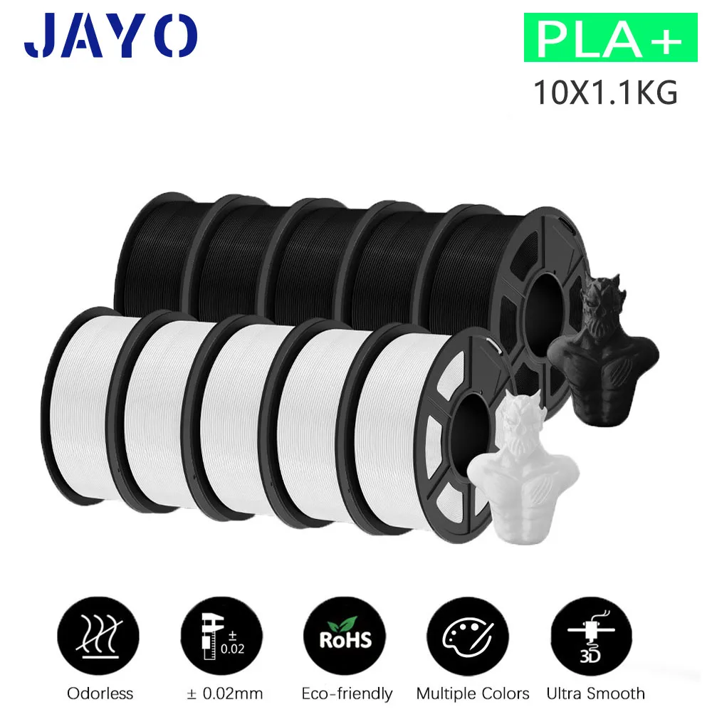 thumbnail image 1 of Filamento PLA/PLA Meta/PETG/PLA PLUS/PLA mate para impresora 3D JAYO de 1,75 mm, 10 rollos, materiales de impresión 3D para impresora 3D y bolígrafo 3D, 1 of 5