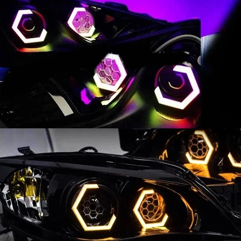12V 24V 2PCS LED Angel Eyes Hexagon Halo Rings With Turning Signal