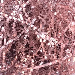 Radiant Rose Gold Metallic Glitter Raffia for Gift Box Filler and Craft Decor (Solid Rose Pink)
