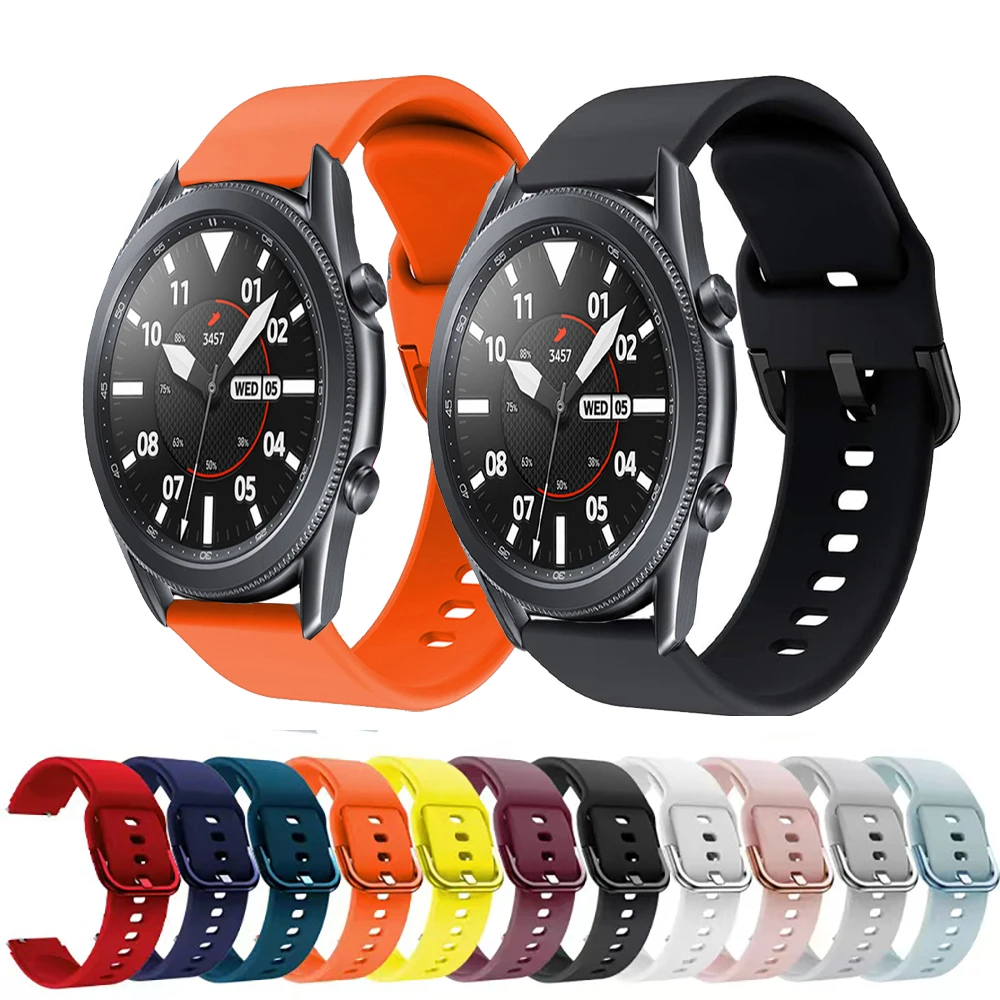 

Ремешок силиконовый для Samsung Galaxy 3, браслет с цветной пряжкой для часов Gear S3 S2 Sport/Realme Watch 1 2 S, 41 мм 45 мм 20 мм 22 мм