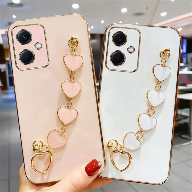 Funda de cadena con pulsera de corazón de amor chapada a la moda para  Xiaomi Redmi Note 11 12 11S 10 10S 10C 10A 9S 9T 9C 12T, funda a prueba de