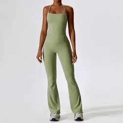 Seamless Women's Yoga Sportswear Set - Fitness Leggings & Long Sleeve Crop Top - S (Bean Green Set - 1)